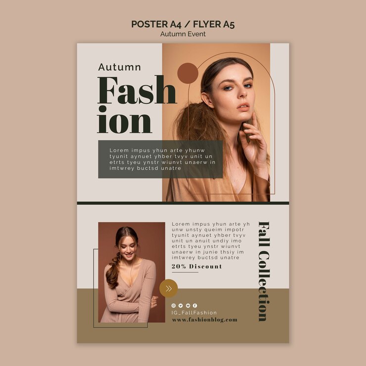 無料PSD 秋のファッションの縦のポスターテンプレート