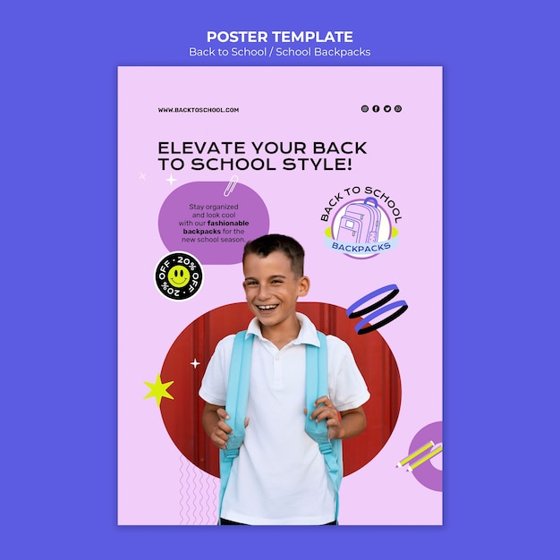 Free PSD vertical poster template for back to school season