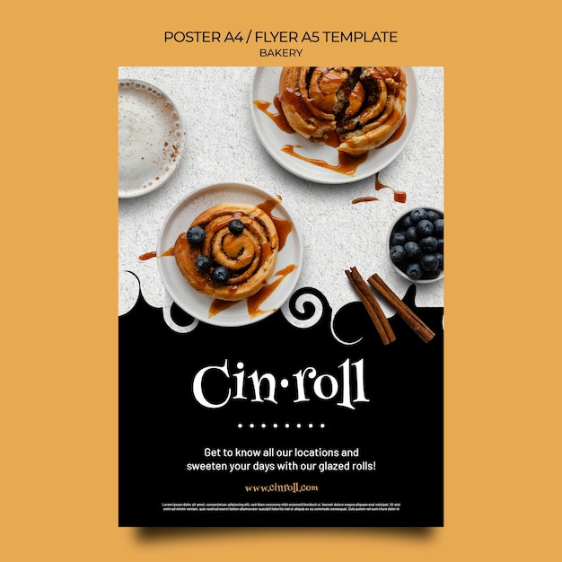 Free PSD vertical poster template for bakery shop