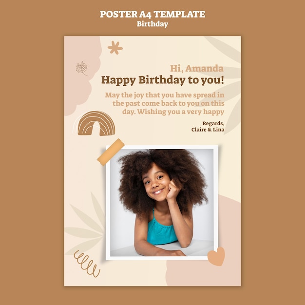 PSD gratuito modello di poster verticale per la festa di compleanno