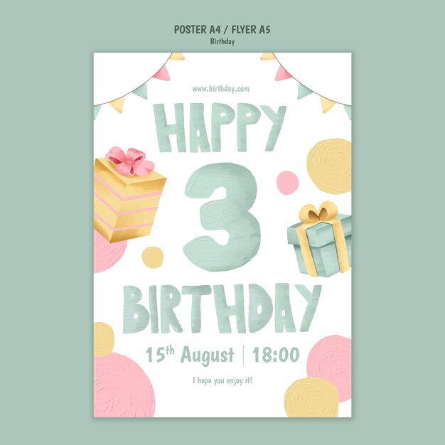 Vertical poster template for birthday party celebration