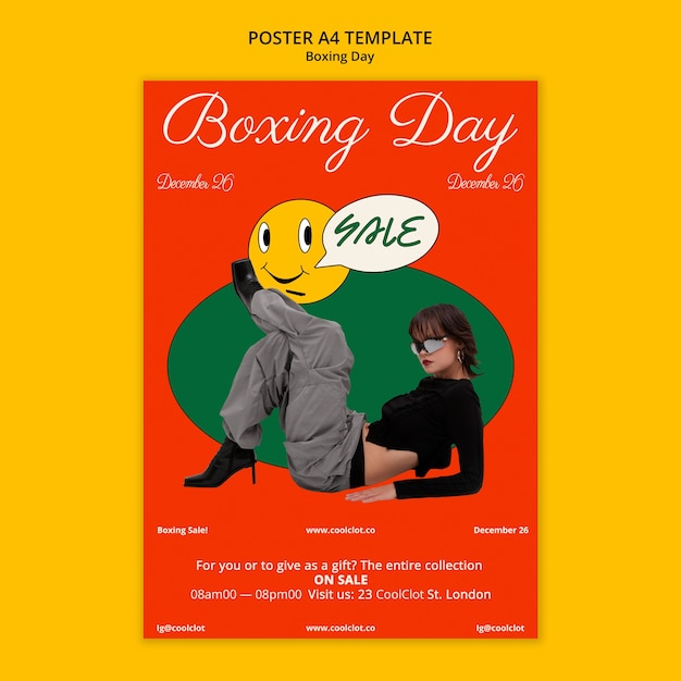 Free PSD vertical poster template for boxing day sales