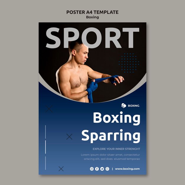 vertical poster template for boxing sport with male boxer