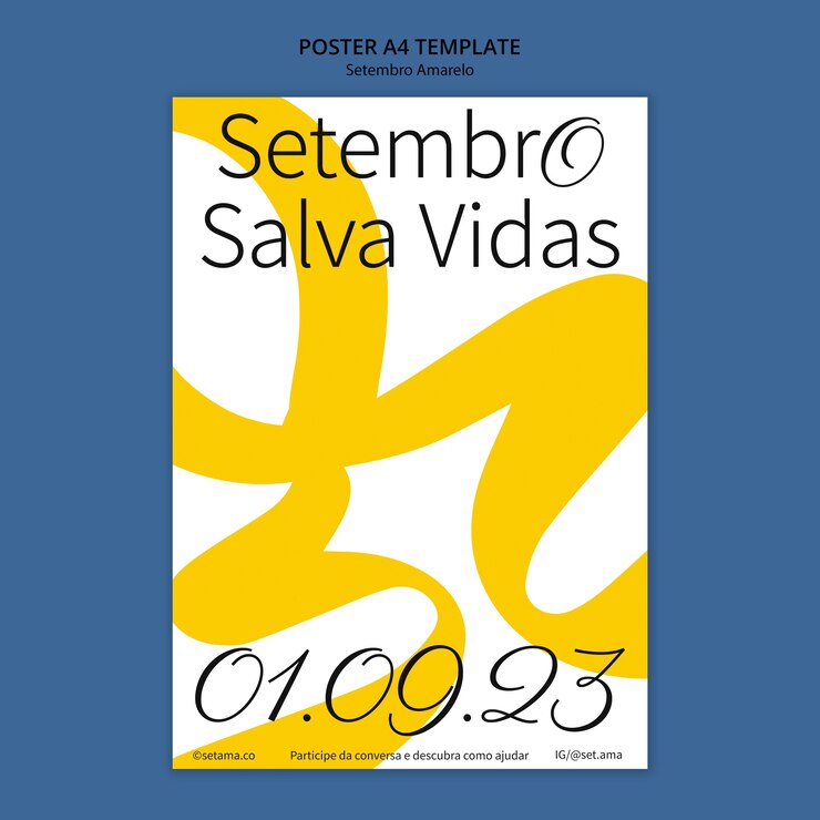 Free PSD vertical poster template for brazilian suicide prevention month awareness