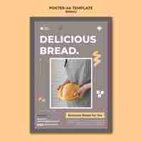 Free PSD vertical poster template for bread shop