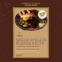 Free PSD vertical poster template for burger restaurant