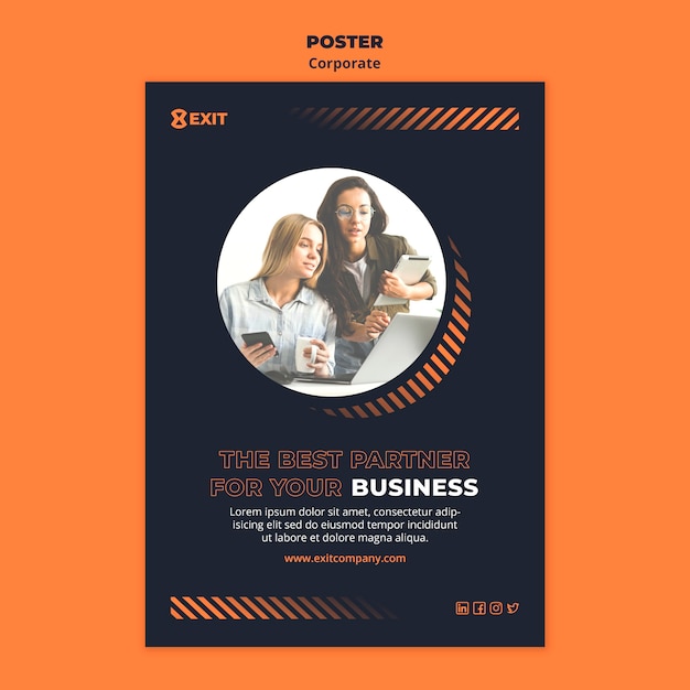 Vertical poster template for business corporation – PSD Templates