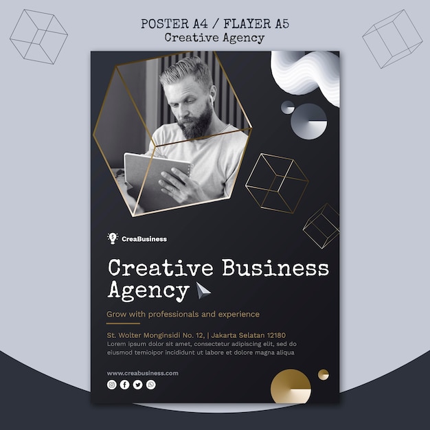 Free PSD vertical poster template for business partnering company