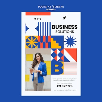 Vertical poster template for business with elegant woman