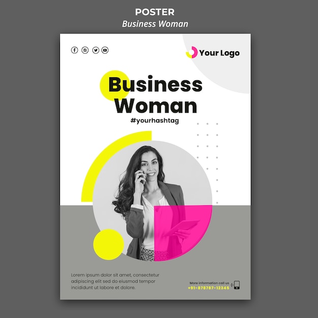 Vertical poster template for businesswoman – Free PSD download