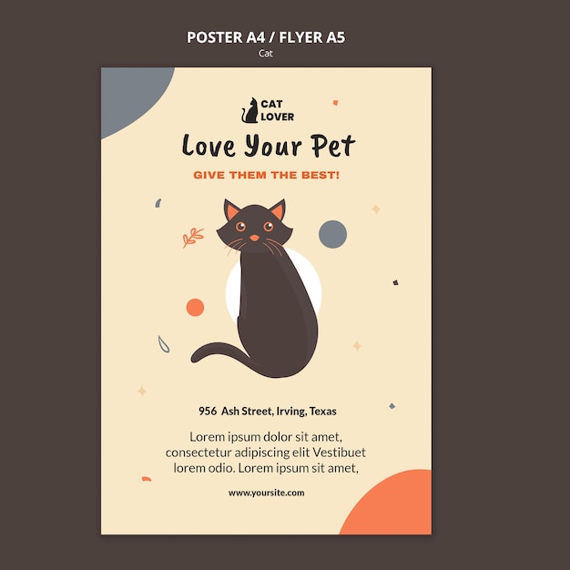 Free PSD vertical poster template for cat adoption