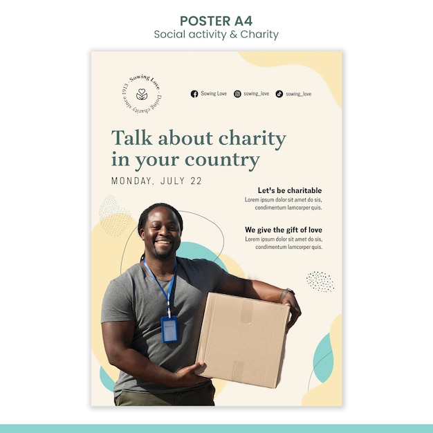 Free PSD vertical poster template for charity and donation