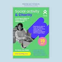 Free PSD vertical poster template for charity and philanthropy