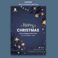 Free PSD vertical poster template for christmas and new year