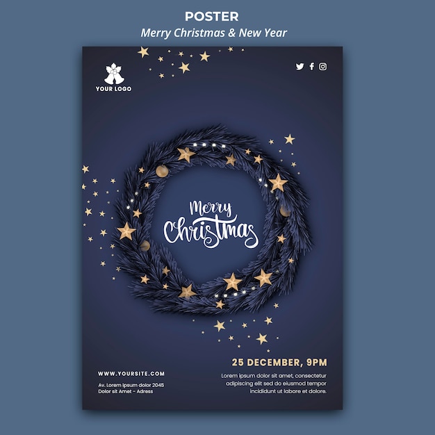 Vertical poster template for christmas and new year