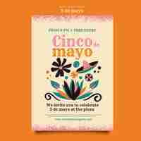 PSD gratuito modello di poster verticale per la celebrazione del cinco de mayo