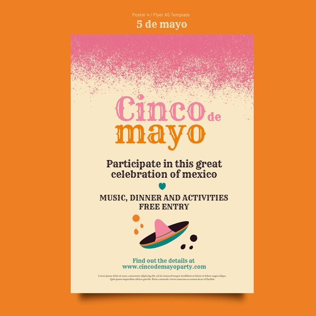 Vertical poster template for cinco de mayo celebration