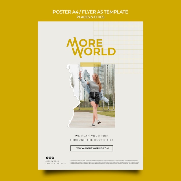 Vertical poster template for cities and places traveling