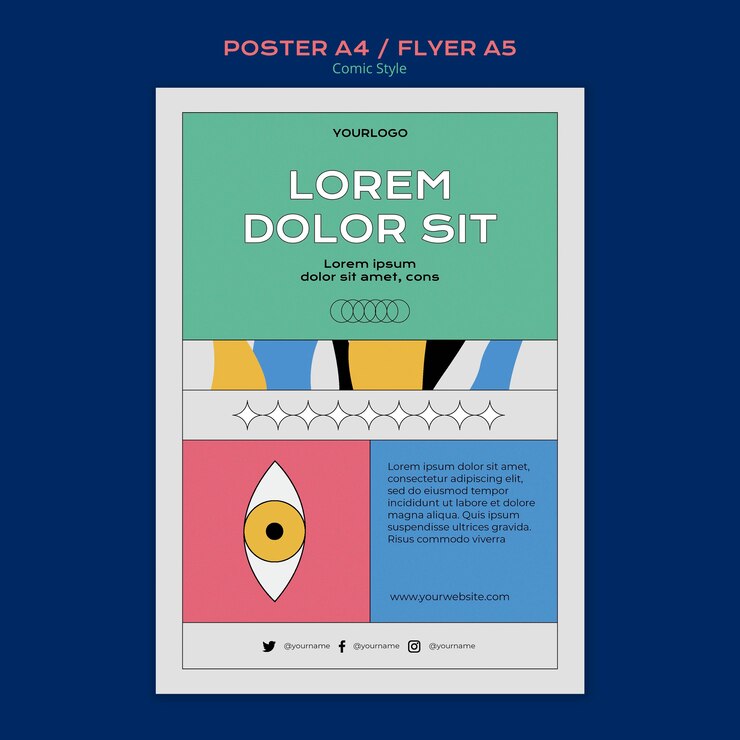 Free PSD vertical poster template in comic style