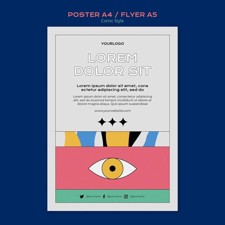 Free PSD vertical poster template in comic style