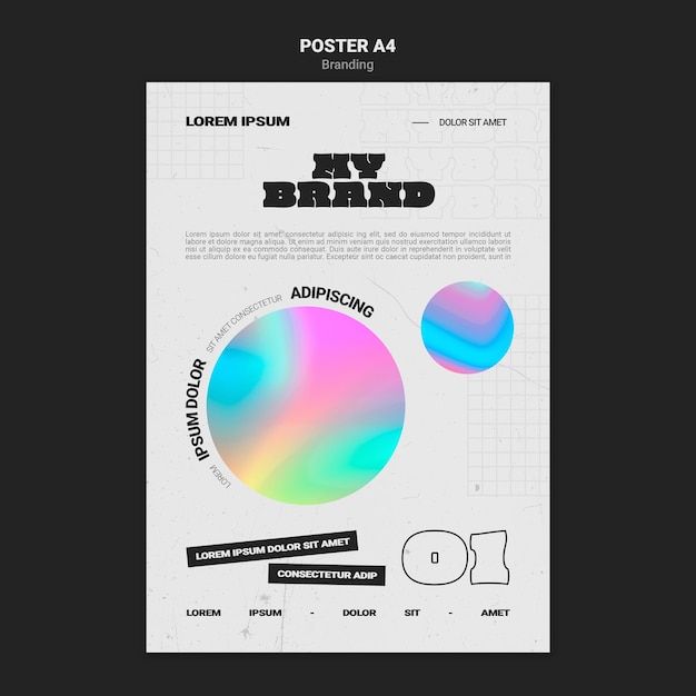 Vertical poster template for company branding with colorful circle shape