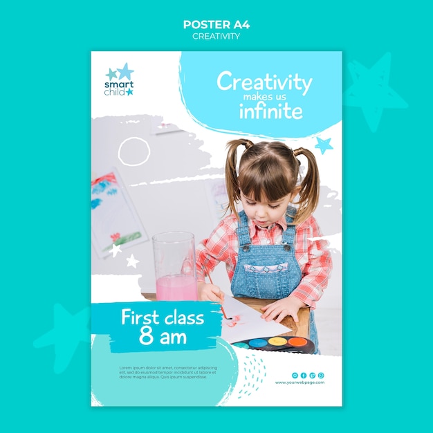 Free PSD vertical poster template for creative kids having fun