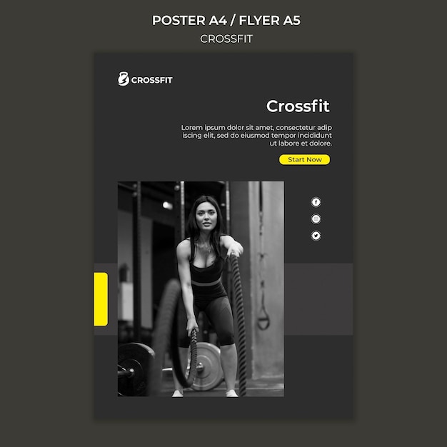 Modello di poster verticale per esercizi di crossfit