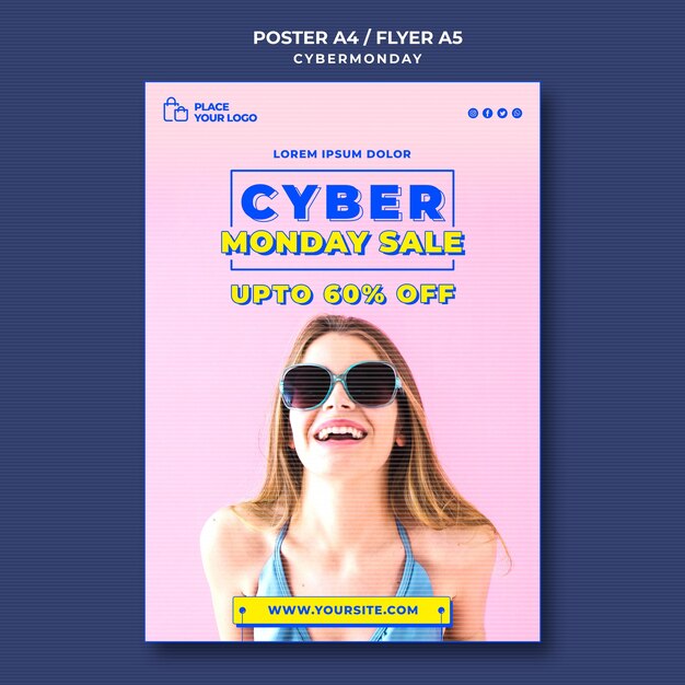 Modello di poster verticale per lo shopping del cyber lunedì