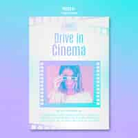 Free PSD vertical poster template for drive-in cinema experience