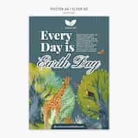 Free PSD vertical poster template for earth day celebration