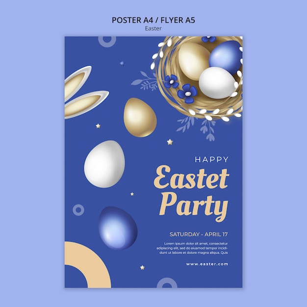 Free PSD vertical poster template for easter celebration