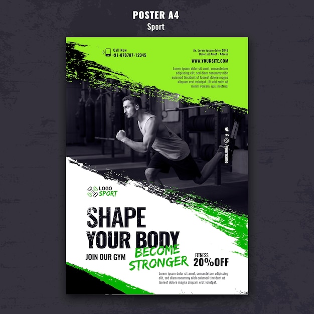 Vertical poster template for exercise and gym training