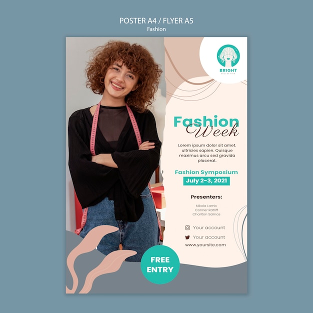 Modello di poster verticale per collezione di moda