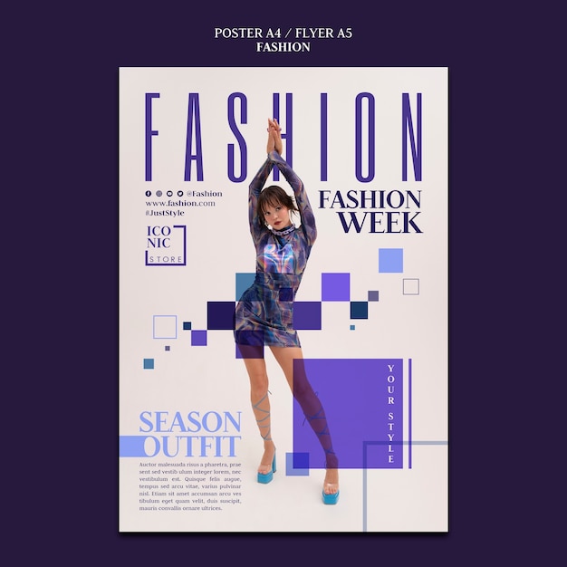 Free PSD vertical poster template for fashion store