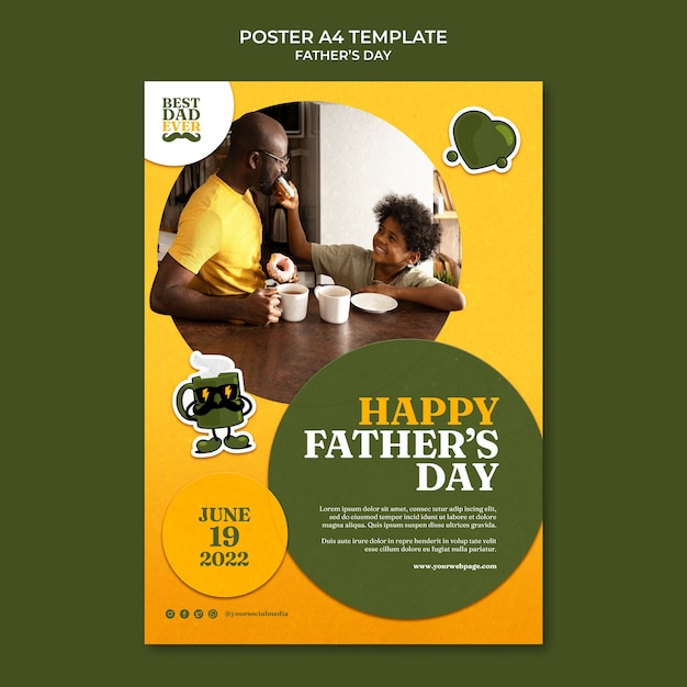 Free PSD vertical poster template for father's day celebration