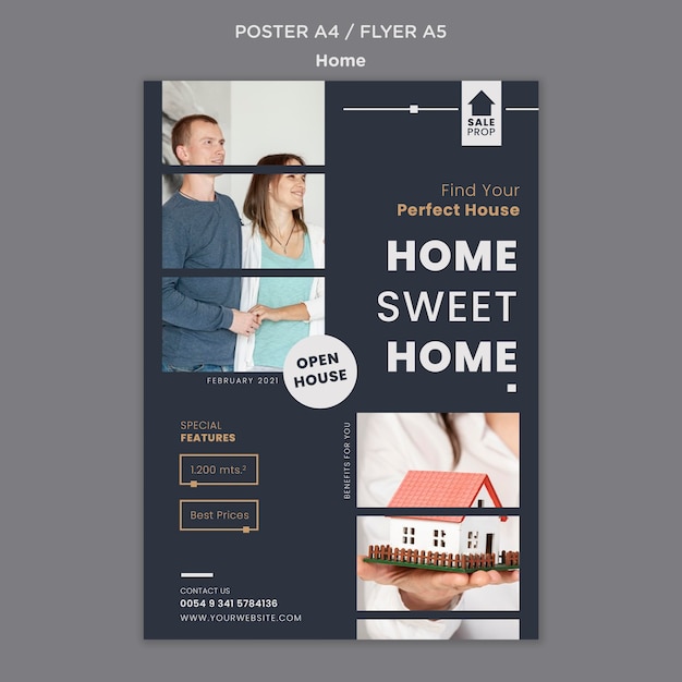 Free PSD vertical poster template for finding the perfect home