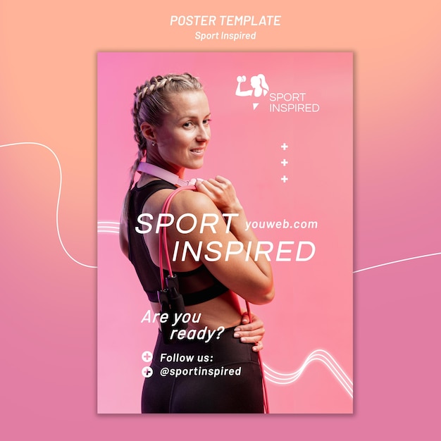 Free PSD vertical poster template for fitness training