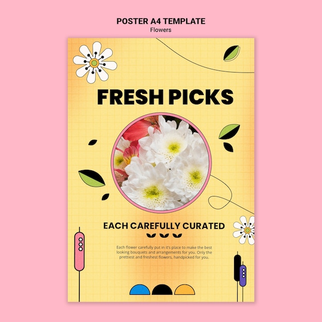 Free PSD vertical poster template for flower shop