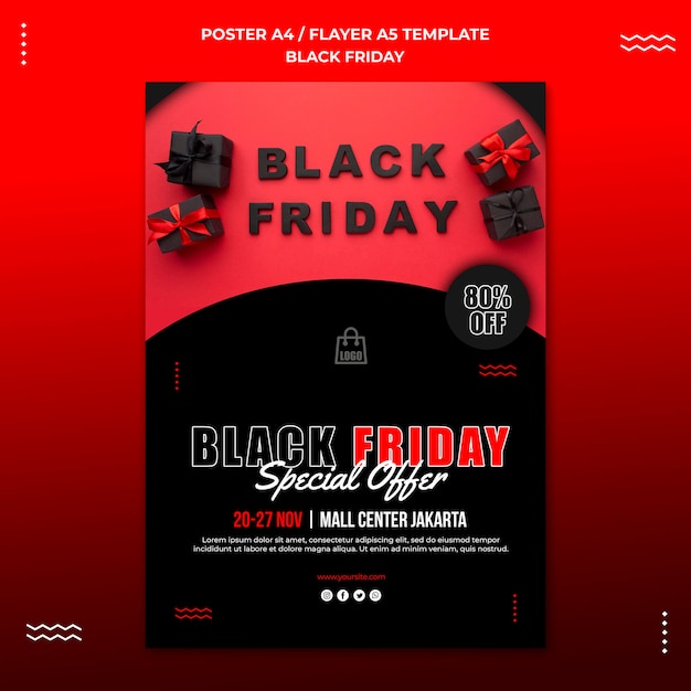 무료 PSD 검은 금요일 판매 세로 포스터 템플릿