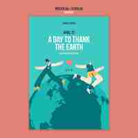 무료 PSD 사람과 행성이 있는 지구의 날을 위한 수직 포스터 템플릿