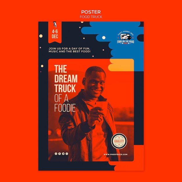 무료 PSD 식품 트럭 사업을위한 수직 포스터 템플릿