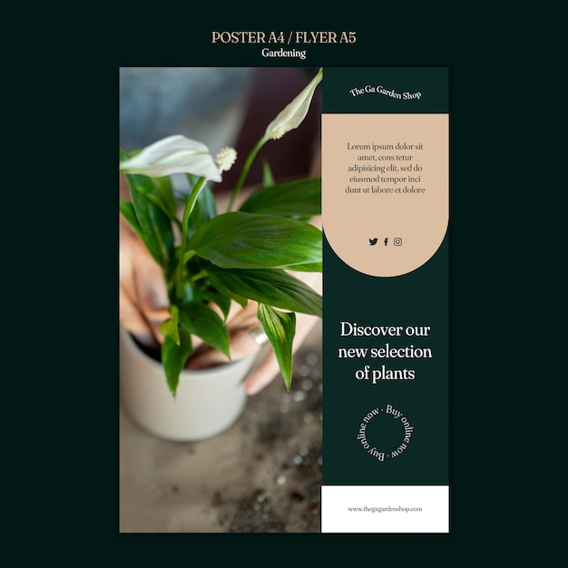무료 PSD 실내 식물 성장을 위한 수직 포스터 템플릿