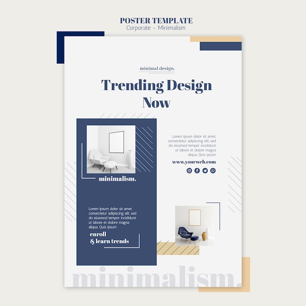 無料PSD インテリアデザインの縦のポスターテンプレート
