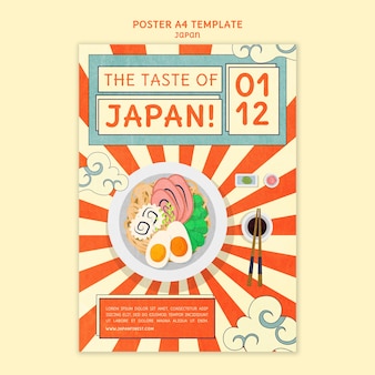 Вертикальный шаблон плаката для ресторана японской кухни