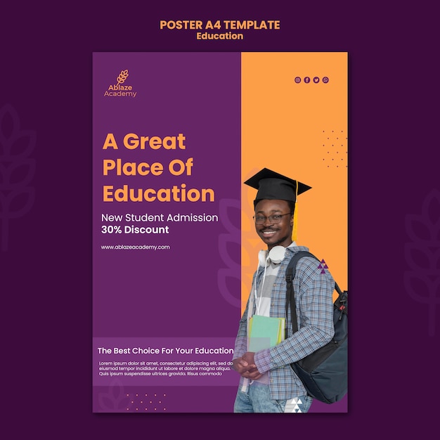 Бесплатный PSD Вертикальный шаблон плаката для университетского образования