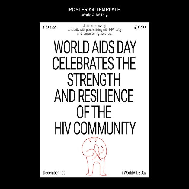 무료 PSD 세계 에이즈의 날 인식을 위한 세로 포스터 템플릿