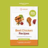 Free PSD vertical poster template for fried chicken dish restaurant