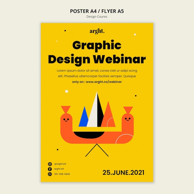 PSD gratuito modello di poster verticale per lezioni di graphic design