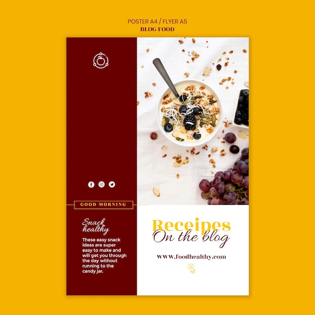 Free PSD vertical poster template for healthy food recipes blog