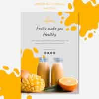 Free PSD vertical poster template for healthy fruit smoothies